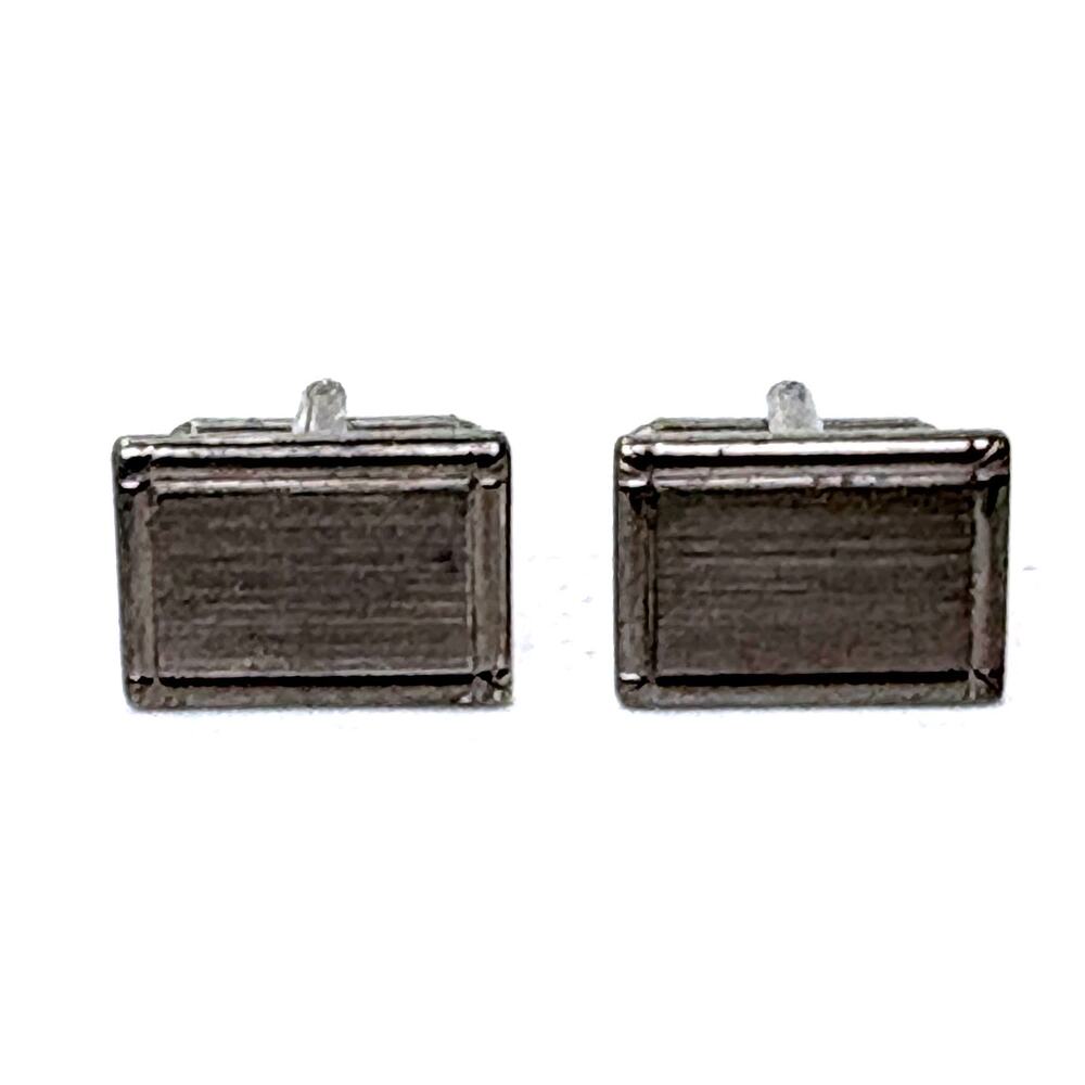 Vintage Mid Century Dark Silver Toned Cuff Links